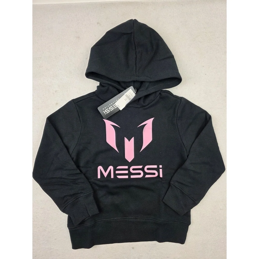 NWT GAP Kids Messi Black Pink‎ Hoodie Size XS (4-5) Spellout Youth Futbol Soccer